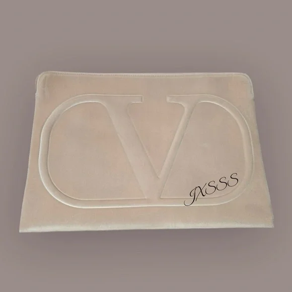 Beige-Light Pink (Velour) Valentino Beauty Large Laptop Bag-Sleeve - Picture 4 of 11